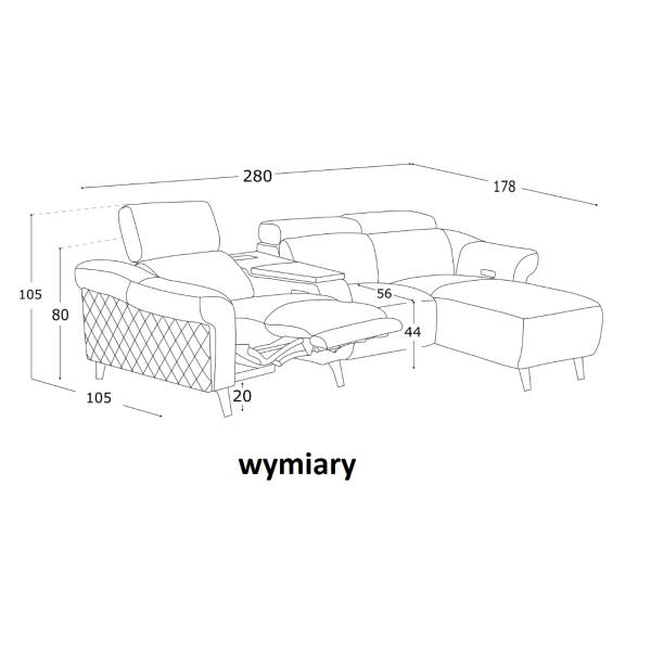 Gi narożnik, kanapa, fotel - AYLA - modułowy - bez funkcji spania